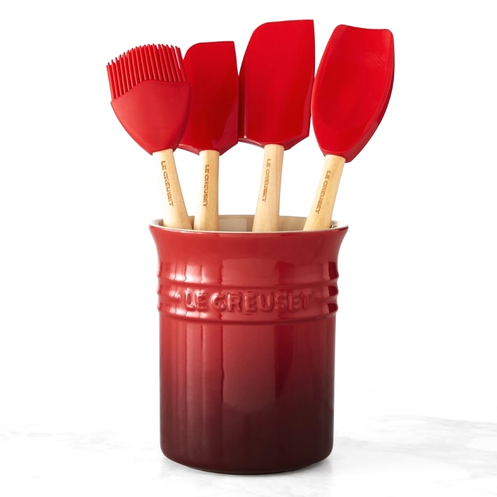 Le Creuset Craft Series 5pc Kitchen Utensil Set with Crock - Cerise /  Cherry Red
