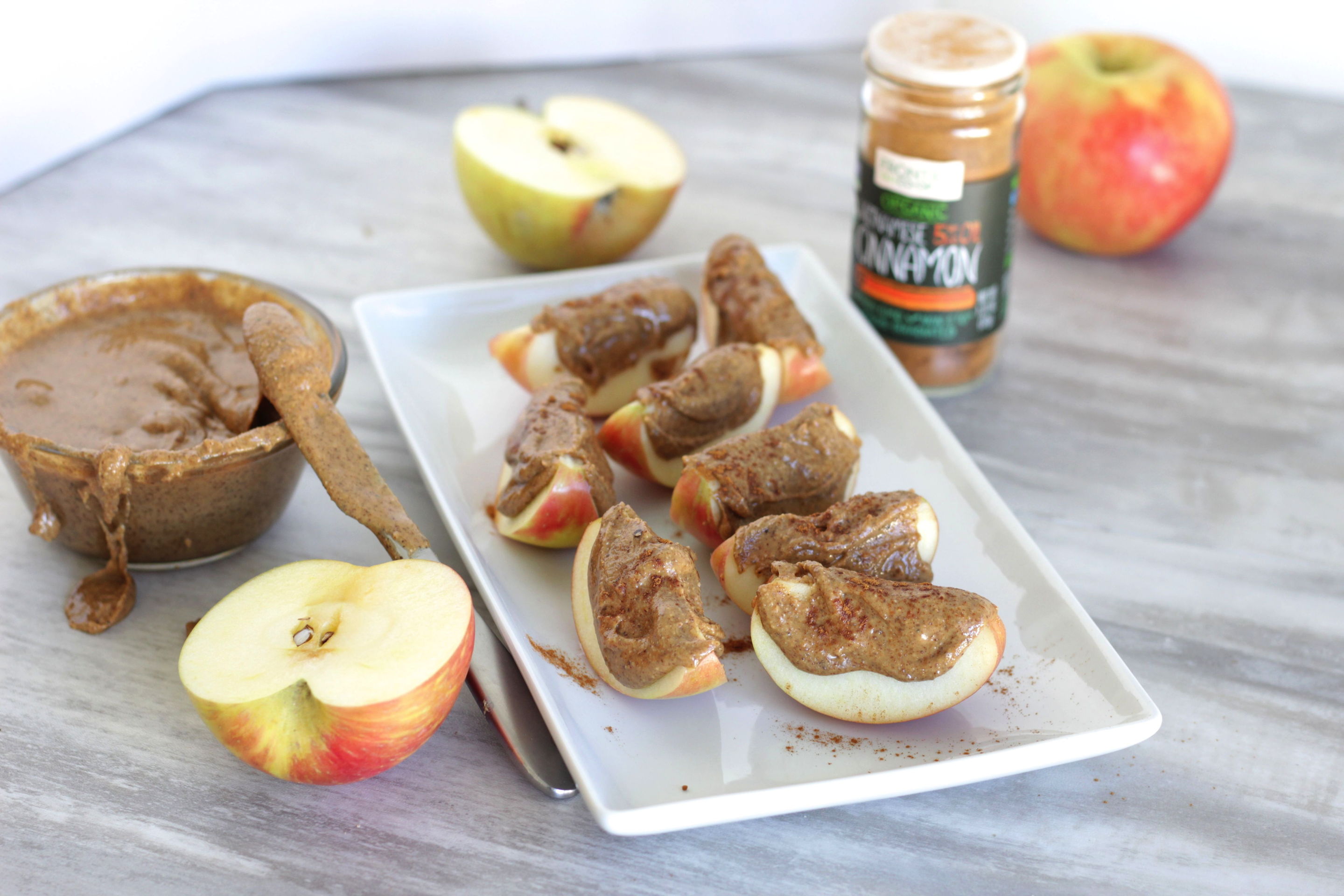 Almond butter granola apple slices vegan dessert